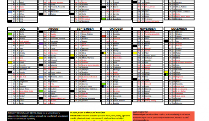 Aktuality / Harmonogram zberu komunálneho odpadu a pomôcky k triedeniu  - foto